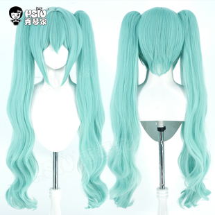 秀琴家 初音cos假发 堂吉诃德联动 水色系假毛miku绿色混蓬长卷发
