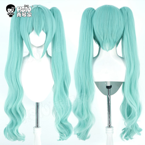 秀琴家 初音cos假发 堂吉诃德联动 水色系假毛miku绿色混蓬长卷发