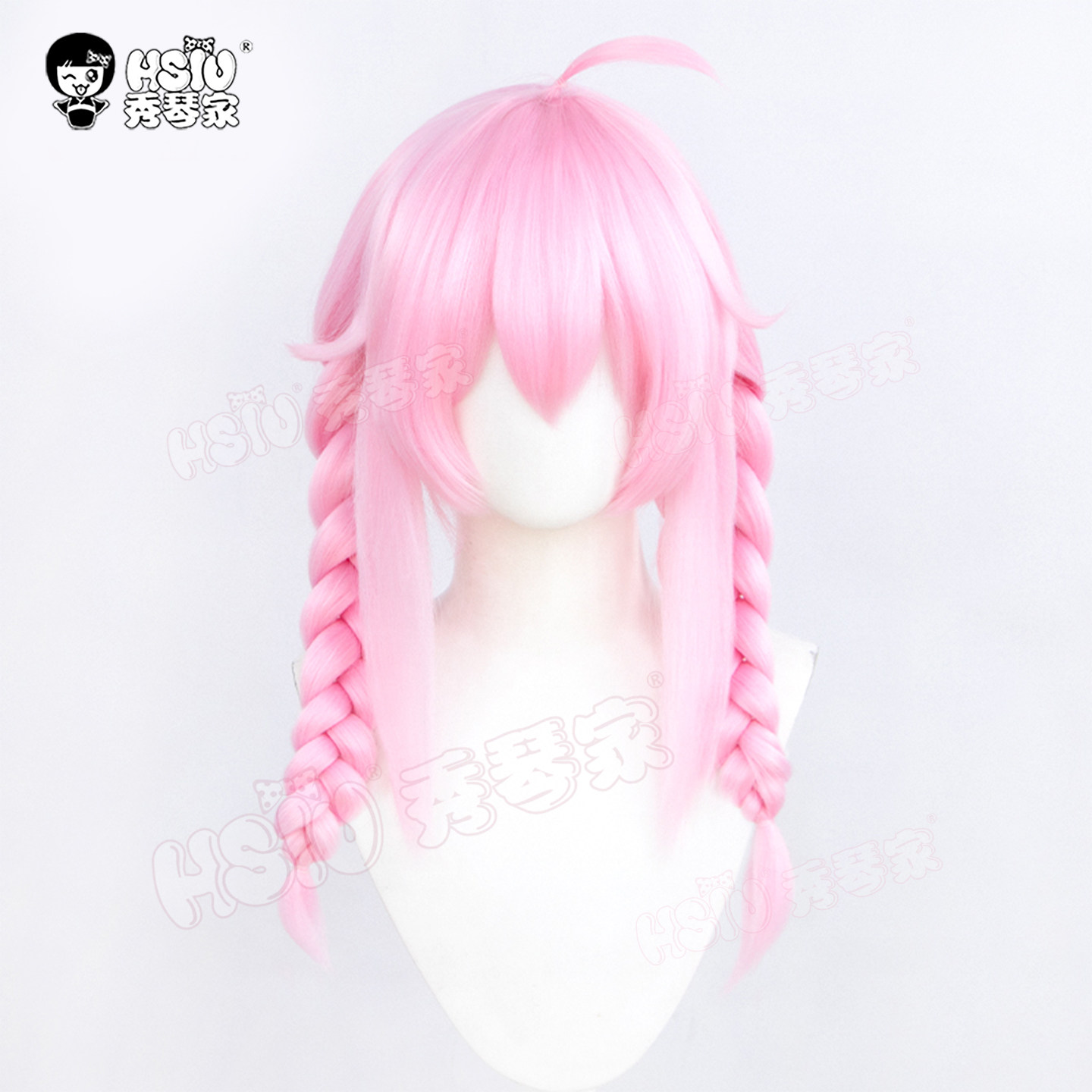 秀琴家 永雏塔菲cos假发 仿真头旋 粉色双麻花辫子 蓬蓬丝 假毛