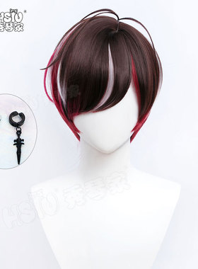 秀琴家 彩虹社虚拟偶像主播 Ver Vermillion cos假发 耳饰 配饰