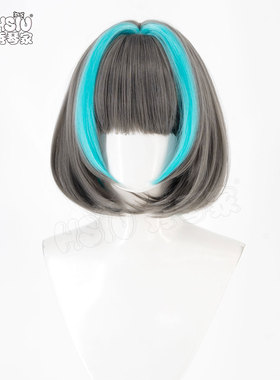 秀琴家 碧蓝航线 柴郡cos假发 仿真头皮顶加蓬发丝 拼色 收脸短发