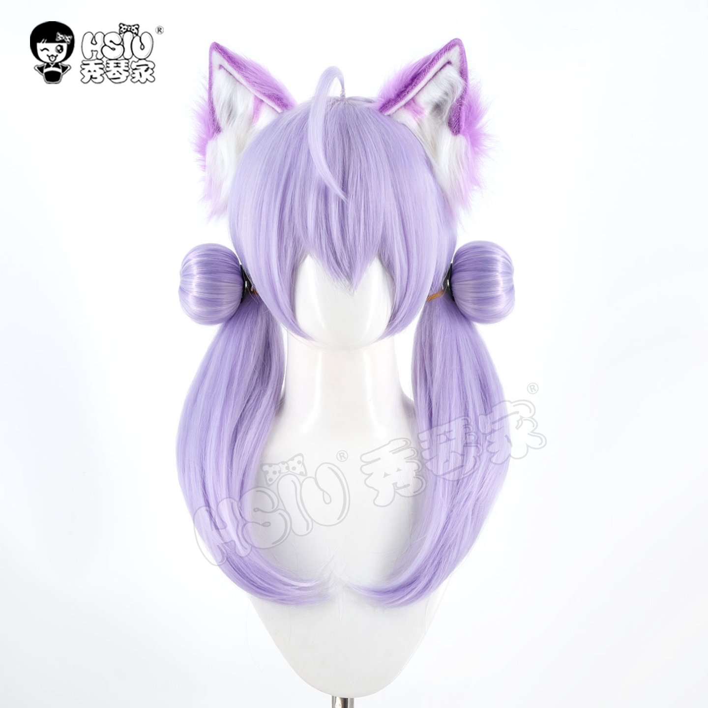 秀琴家 纱露朵cos假发耳朵兽耳尾巴 舞萌DX 分体手工发包 淡紫色