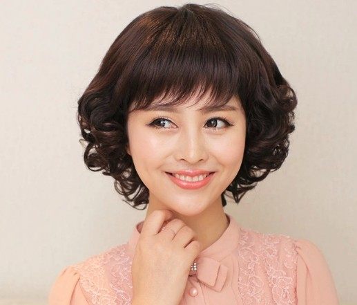 时尚假发中年妈妈女式短卷发短发微卷发短卷发蛋卷头黑色浅深棕色