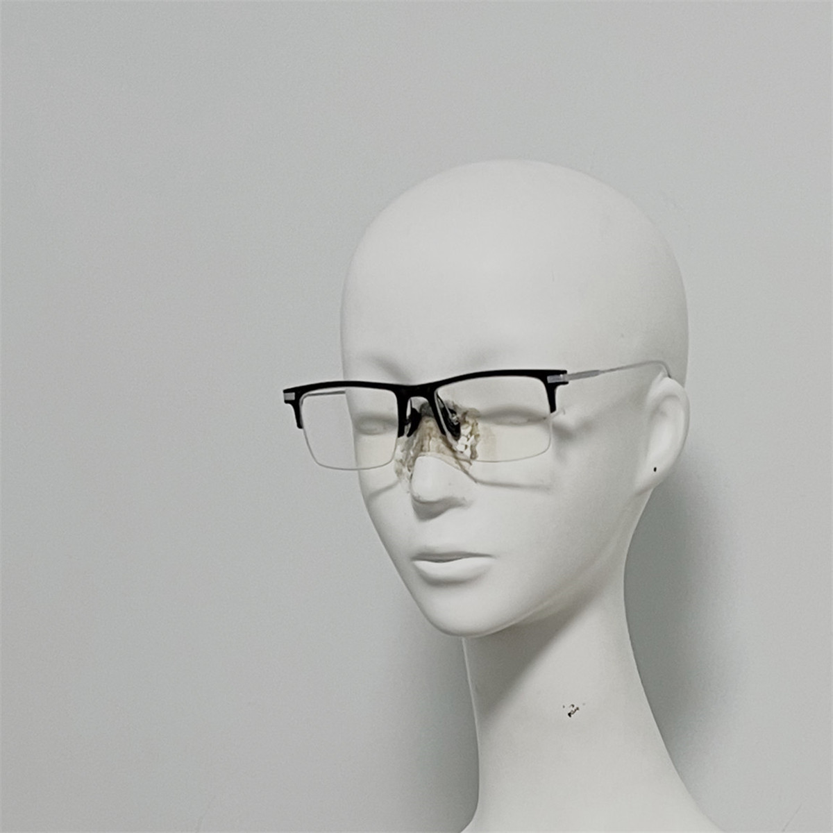 373 纯天然牛角配钛金属腿半框眼镜 光学镜 超大方框文艺范装饰镜