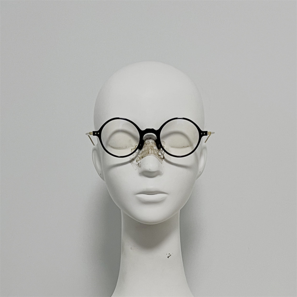 205 纯天然牛角配钛金属腿眼镜 光学镜 超大圆框文艺范装饰镜17克