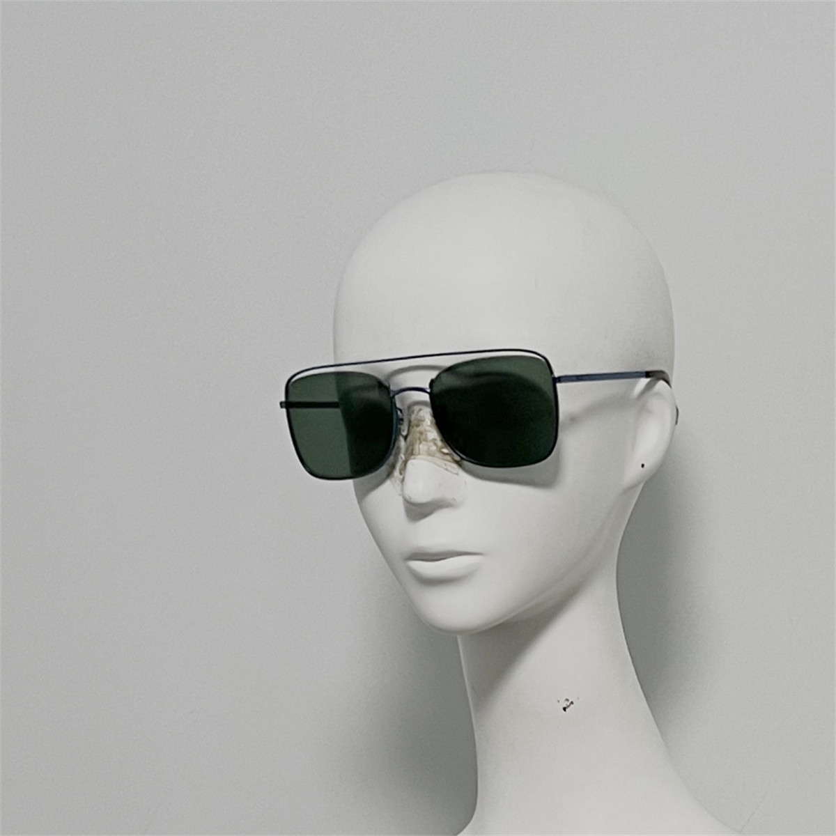 MQ0310 英伦鬼才设计师 金属半框设计太阳镜 大方框修脸墨镜 蓝框