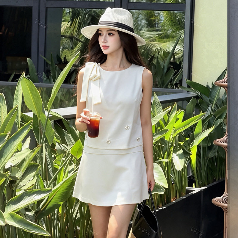 小香风无袖套装裙女士夏背心短裙
