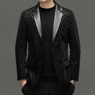 西装 通勤风真皮皮衣皮衣 领短修身