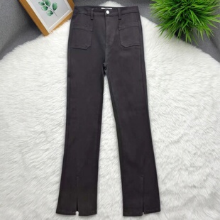 微喇裤 2025夏棉OL通勒弹力薄黑色裤 女