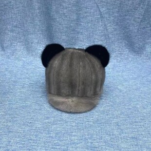 雪蘭爵21新款冬季保暖男女款熊猫帽子真皮草水貂毛可爱貂帽子