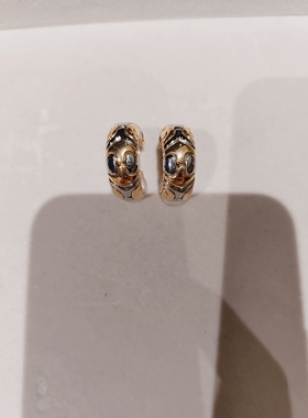 中古二手 品牌宝家 金钢手镯+耳夹一套 18K金+钢