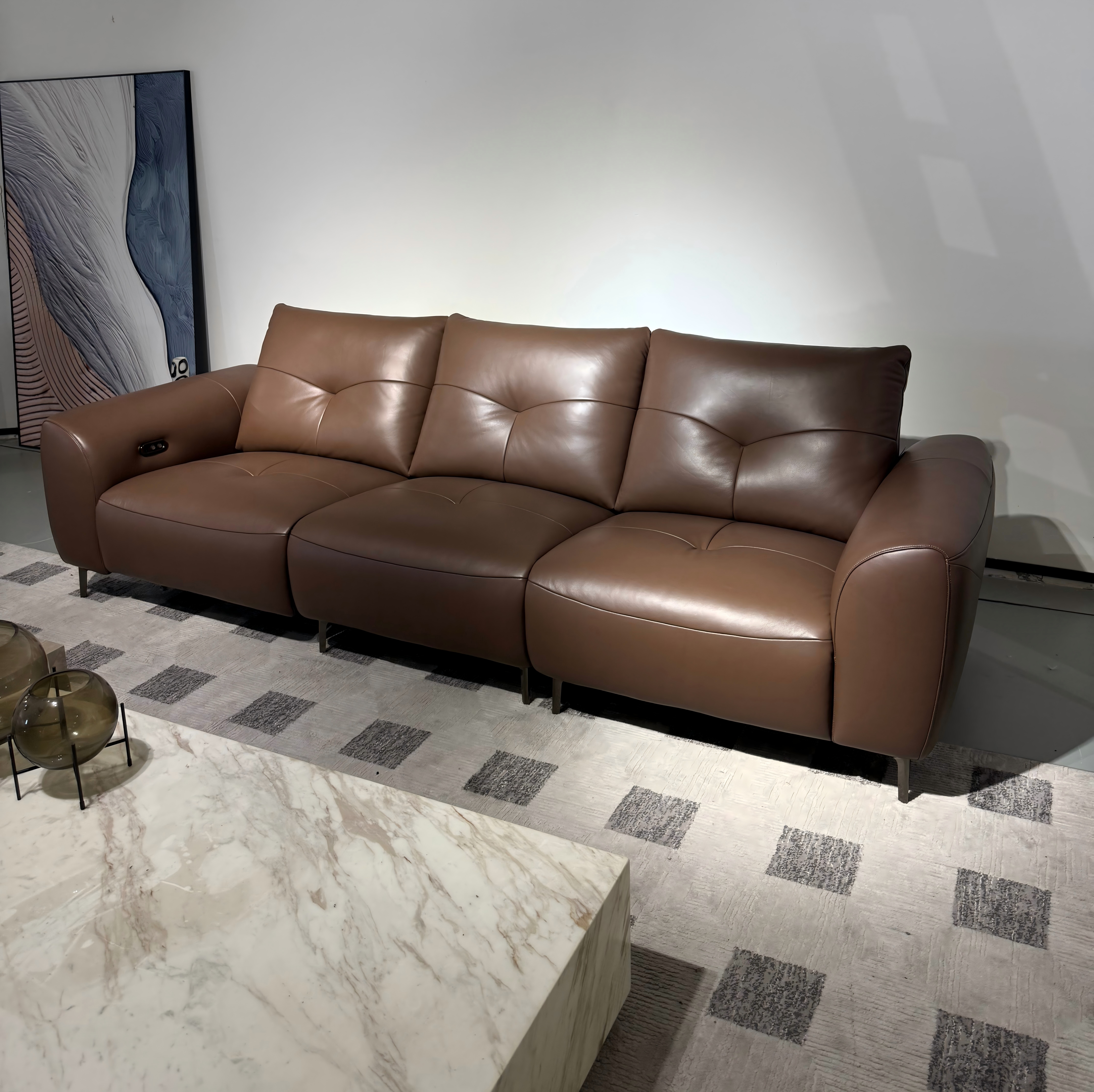 开心特麦 特价 小土豆头层牛皮零靠墙功能沙发