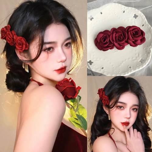 复古立体花朵法式风仙女弹簧发夹