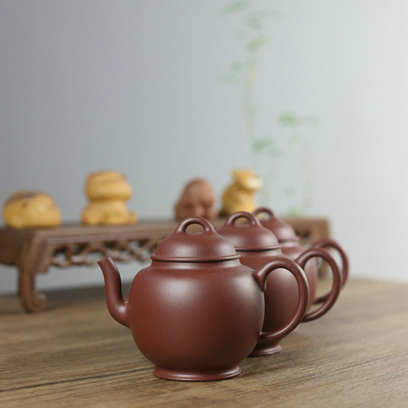 宜兴紫砂壶黄龙山原矿老紫泥明式宫灯茶壶手工正品工夫茶具