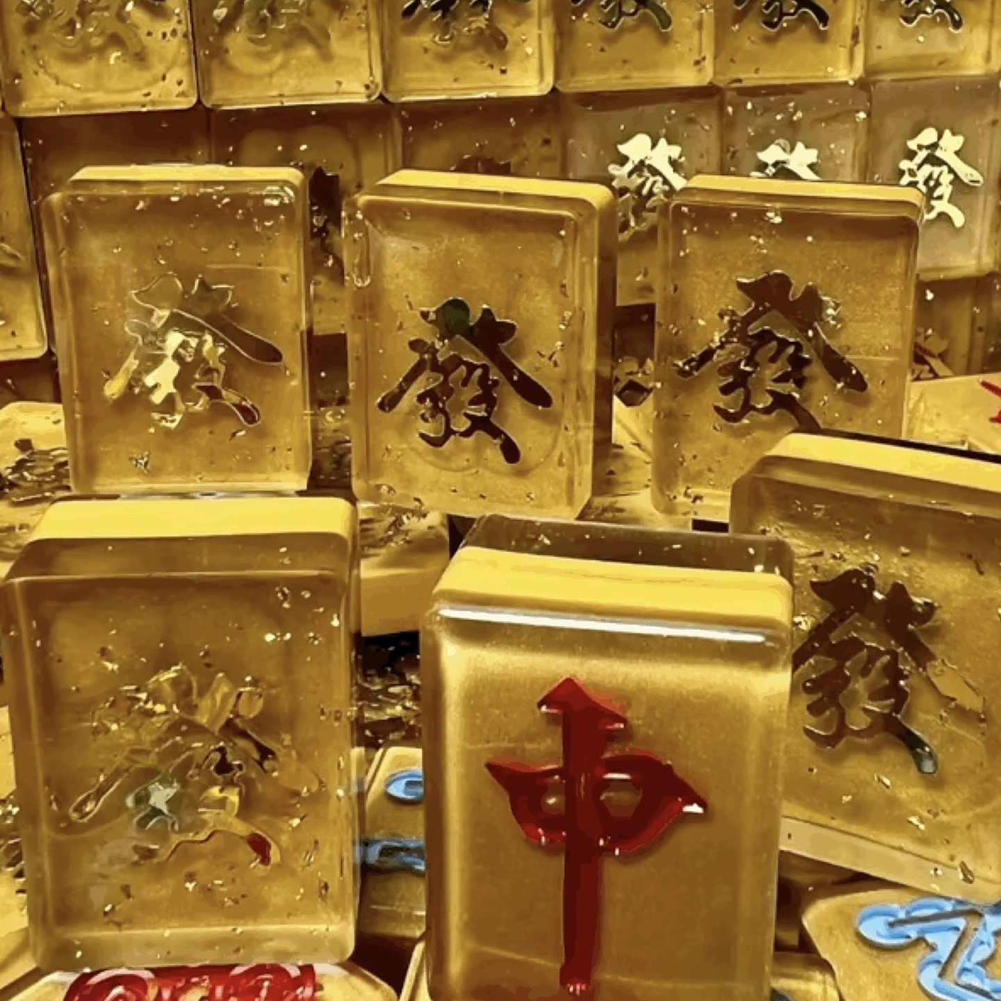 张东大眼东同款新婚水晶滴胶麻将 diy材料包 黄金发财麻将带教程