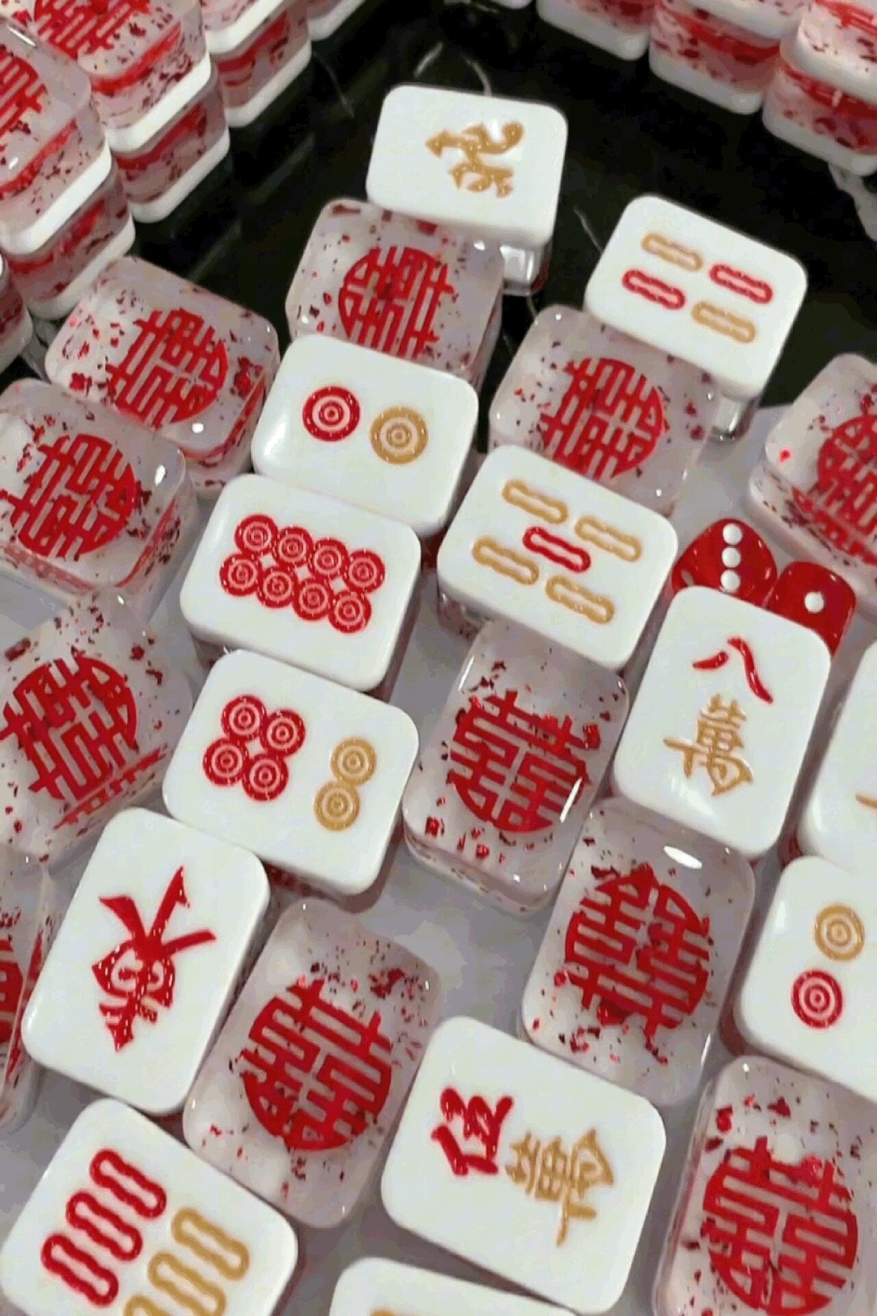 定制款新婚礼物水晶滴胶麻将di家用麻将
