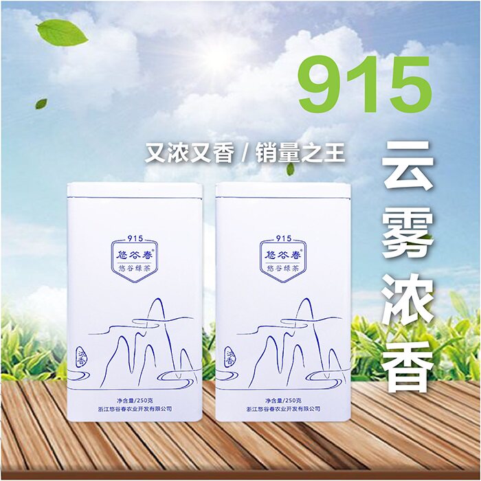 悠谷春新茶915浓香炒青绿茶250g罐装高山云雾茶叶浓香松阳香茶