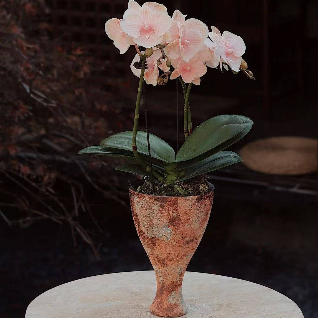 景德镇高脚酒杯侘寂风手作陶瓷花盆斑驳纹理室内绿植个性装饰花器,家居饰品,花盆,淘宝优惠券,粉丝福利购,淘宝优惠卷