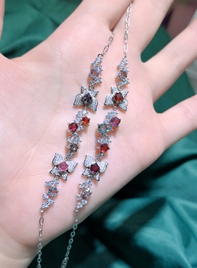 天然水晶宝石尖晶石手链，s925银镶嵌