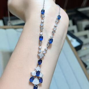 彩蓝宝手链925银镶嵌