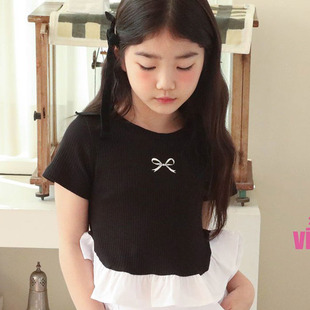 儿童甜美花边短袖 童装 26夏款 中大女童上衣973 T恤VIVIELLY韩国代购