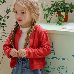 儿童小童短款薄款开衫 FLO韩国南大门童装代购26春款女童外套551