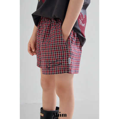 儿童字母格子休闲短裤 Minimal韩国代购童装26夏季男女童裤子519