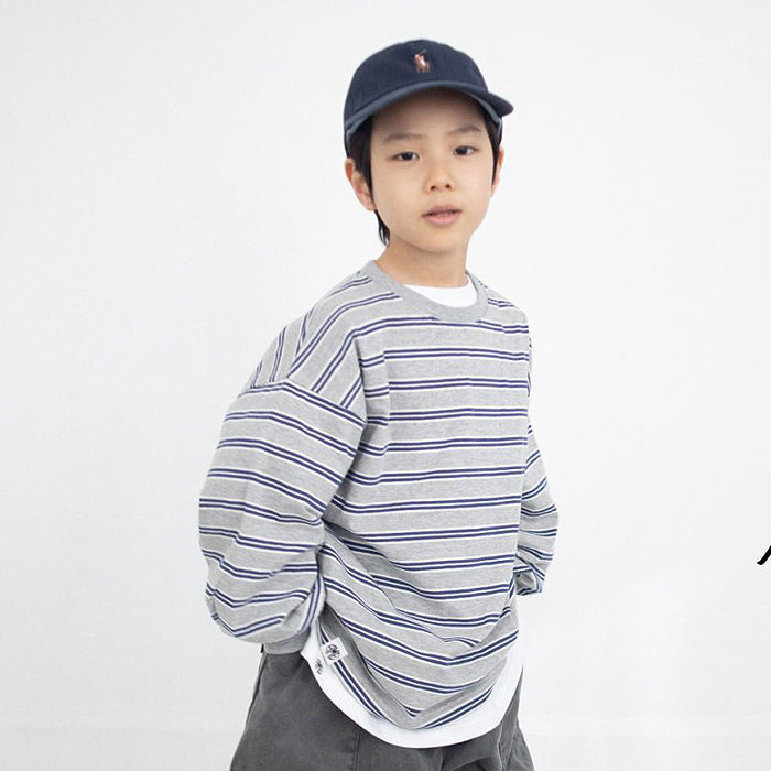 儿童条纹休闲百搭长袖T恤 AME韩国代购进口童装26春款中大男童508