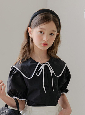 中大童女童甜美海军领泡泡短袖衬衫 Dore韩国代购童装26夏儿童431