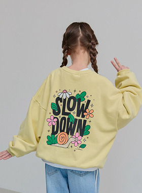 中大童女童休闲花朵字母卫衣 Dore韩国代购进口童装26春款儿童431