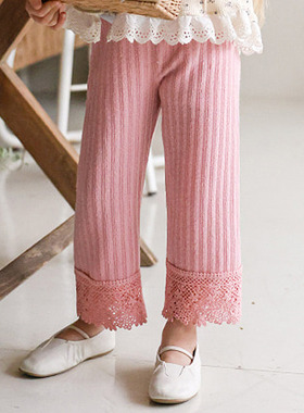 女童小童菲边边针织直筒裤 FLO韩国南大门童装代购26春款女童551