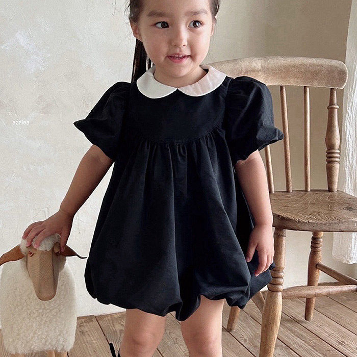 女童小童甜美翻领短袖连衣裙 azalea韩国代购童装26秋季款儿童826