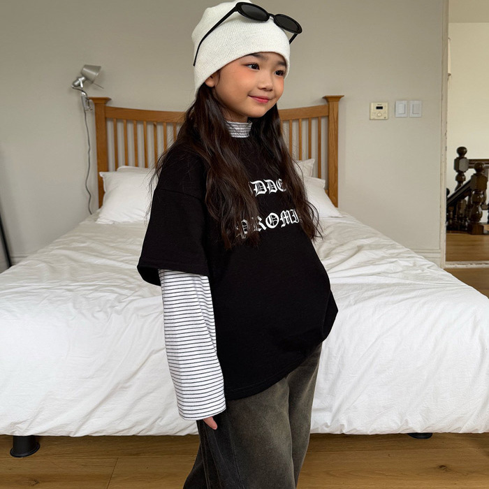 儿童条纹半高领长袖T恤 MATILDA韩国南大门童装25冬款中大女童986