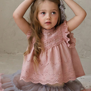 南大门童装 小童洋气公主无袖 衬衫 FLO韩国代购 女童上衣551 26夏款