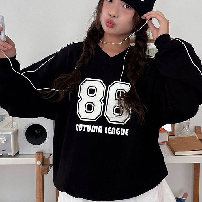 中大童男女童百搭数字宽松V领卫衣 MATILDA韩国代购童装26秋款986