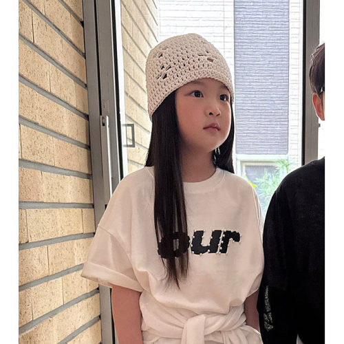 中大童女童百搭时尚字母圆领短袖T恤 OUR韩国代购童装26夏儿童513