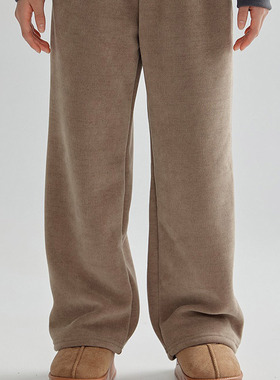 DAWON中大女童加绒坑纹纯色阔腿裤 韩国代购童装25冬儿童长裤098