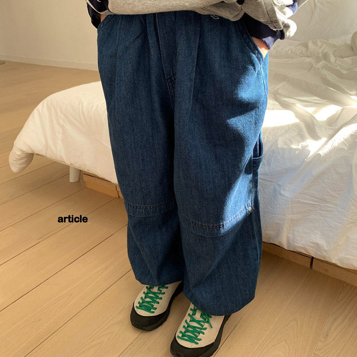 儿童宽松拼接束脚牛仔裤ARTICLE韩国代购童装26春款男女童长裤317