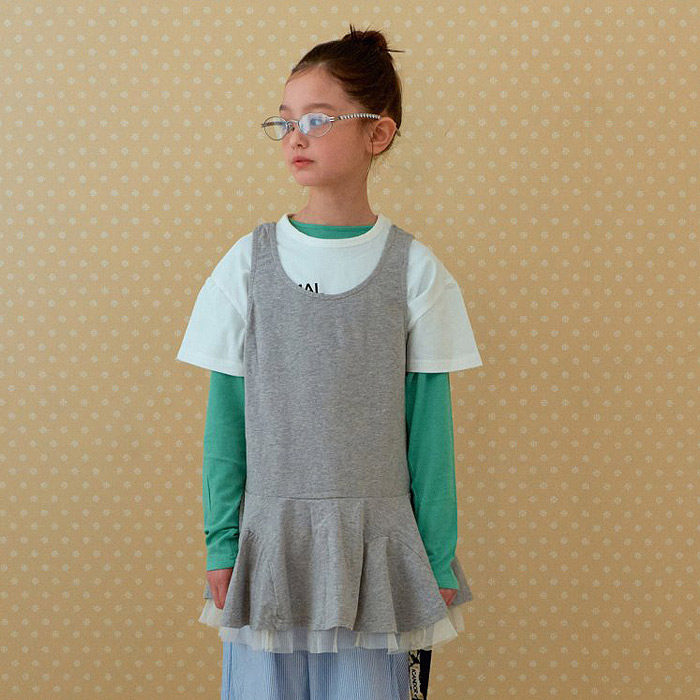 儿童网纱花边拼接背心连衣裙  Minimal韩国代购童装26春款女童519