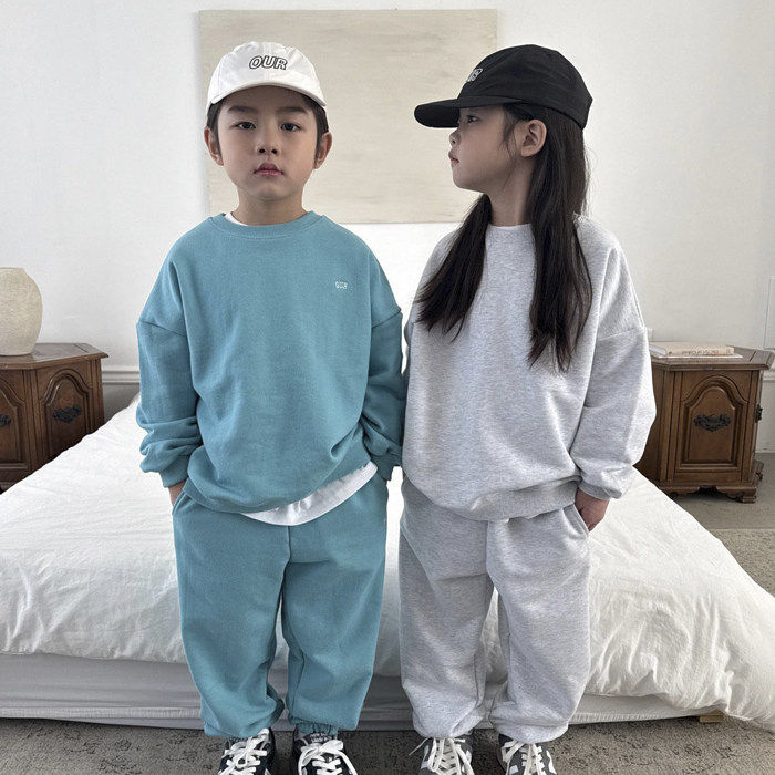 儿童纯色卫衣套装 OUR韩国代购童装26春款中大童男女童运动服513