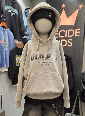 儿童嘻哈风加绒连帽卫衣 Decide韩国进口童装25冬款中大男女童921