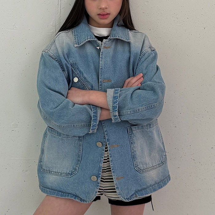 中大童男女童宽松翻领牛仔衣外套 ELLY韩国代购童装26春款儿童529