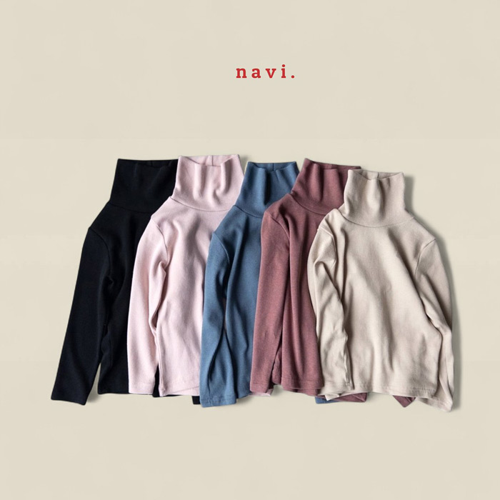 儿童纯色高领长袖T恤 NAVI韩国南大门童装25秋冬款中大男女童003