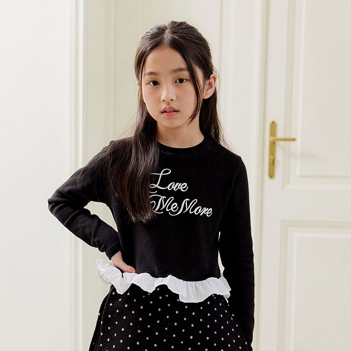 儿童字母花边加绒长袖T恤 Dore韩国进口童装2025冬款中大女童431