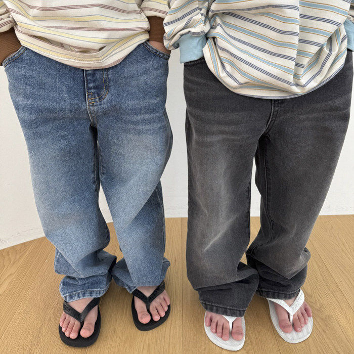 时尚百搭牛仔直筒裤 OUR韩国代购童装26春款中大童男女童长裤513