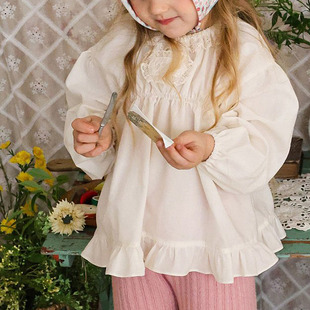 儿童小童洋气公主荷叶边衬衫 FLO韩国代购童装26春款女童上衣551