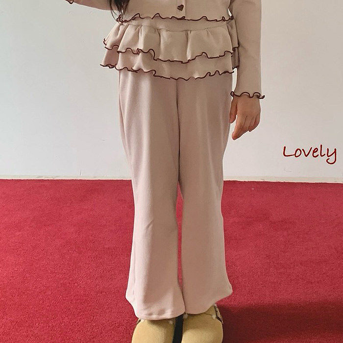女童甜美荷叶边微喇裤 Lago韩国代购进口童装代购26秋儿童长裤564