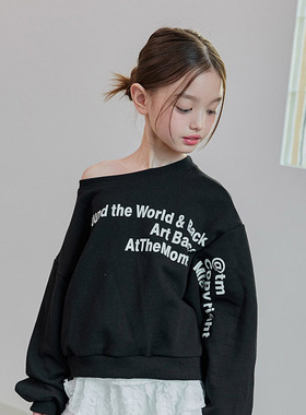 中大童女童洋气露肩字母短款卫衣 Dore韩国代购童装26春款儿童431