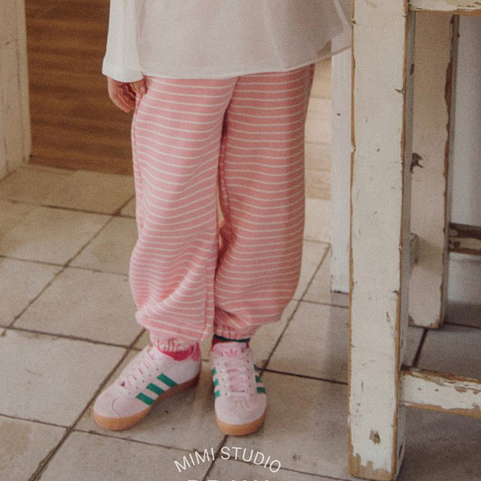 儿童条纹束脚休闲裤 BYMI韩国南大门童装26春款中小童女童长裤286