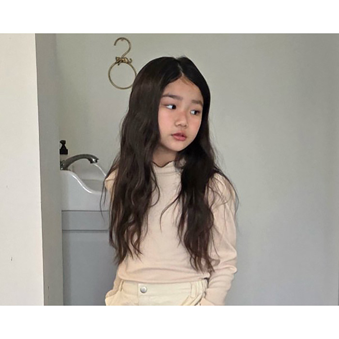 儿童纯色木耳领长袖T恤 COMMA韩国南大门童装2025冬款中大女童605